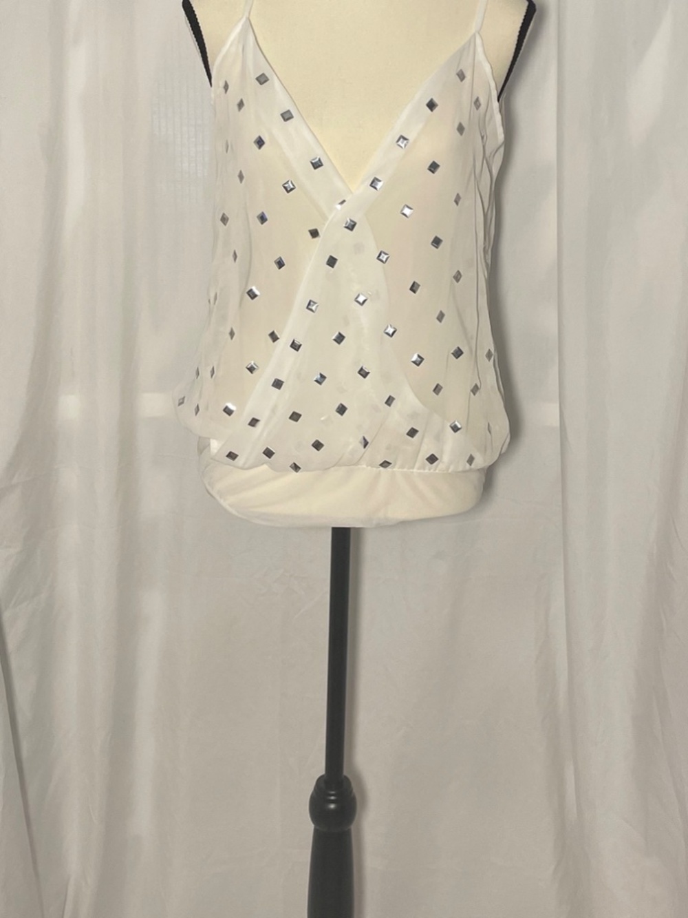 BodySuit - Sheer White with Silver Embellished
